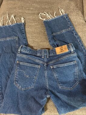 We The Free  Blue Denim Jeans with Leather Patch